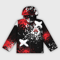 Ветровка с капюшоном женская ММА на фоне брызг красок, цвет: 3D-черный
