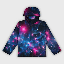 Ветровка с капюшоном женская Яркие неоновые вспышки в космосе, цвет: 3D-черный