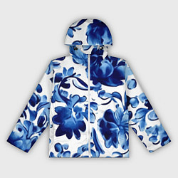 Ветровка с капюшоном женская Гжель акварель, цвет: 3D-белый