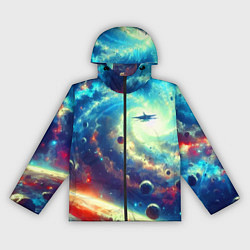 Ветровка с капюшоном женская Полёт к далёкой галактике - нейросеть, цвет: 3D-черный