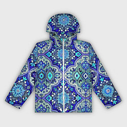 Ветровка с капюшоном женская Сине - голубые узоры, цвет: 3D-белый