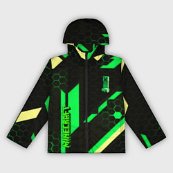 Ветровка с капюшоном женская Minecraft creeper game pattern, цвет: 3D-черный