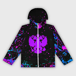 Ветровка с капюшоном женская Герб в стиле киберпанк краски, цвет: 3D-белый