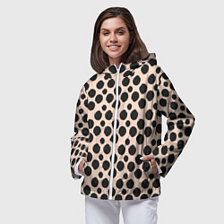 Ветровка с капюшоном женская Гороховый тренд черный на кремовом, цвет: 3D-белый — фото 2