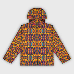 Ветровка с капюшоном женская Розово-оранжевый африканский узор, цвет: 3D-черный