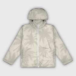 Ветровка с капюшоном женская Бежевые пальмы паттерн, цвет: 3D-белый