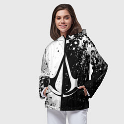 Ветровка с капюшоном женская Assasins Creed - black and white, цвет: 3D-черный — фото 2