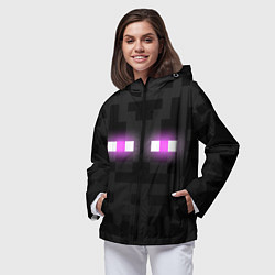 Ветровка с капюшоном женская Эндермен майнкрафт, цвет: 3D-черный — фото 2