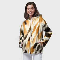 Ветровка с капюшоном женская Акварельные полосы, цвет: 3D-белый — фото 2
