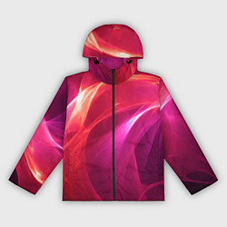 Ветровка с капюшоном женская Красно-розовый энергетический хаос волн, цвет: 3D-черный