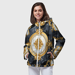 Ветровка с капюшоном женская Классические узоры лакшери текстура, цвет: 3D-белый — фото 2