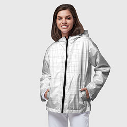 Ветровка с капюшоном женская Паттерн абстракция хаотичная клетка - crazy square, цвет: 3D-черный — фото 2