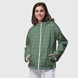 Ветровка с капюшоном женская Кружевной узор зелёный, цвет: 3D-белый — фото 2