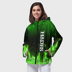 Ветровка с капюшоном женская Logo Hades green hell fire, цвет: 3D-черный — фото 2