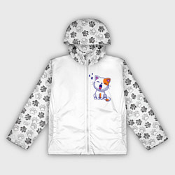 Ветровка с капюшоном женская Милый кот сонный зевает, цвет: 3D-белый