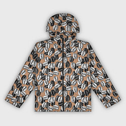 Ветровка с капюшоном женская Кофейные зерна узор, цвет: 3D-черный
