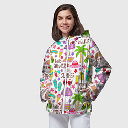 Ветровка с капюшоном женская Hello summer, цвет: 3D-белый — фото 2
