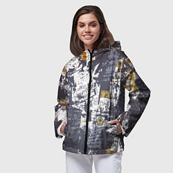 Ветровка с капюшоном женская Газетная страничка, цвет: 3D-черный — фото 2