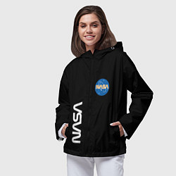 Ветровка с капюшоном женская NASA logo usa space, цвет: 3D-черный — фото 2