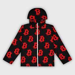 Ветровка с капюшоном женская Bitcoin red logo money, цвет: 3D-белый