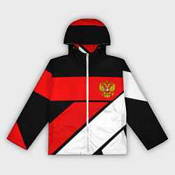 Ветровка с капюшоном женская Россия герб спорт текстура, цвет: 3D-белый