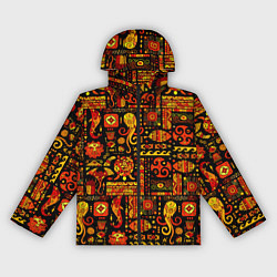 Ветровка с капюшоном женская Этнический орнамент - морские обитатели, цвет: 3D-черный