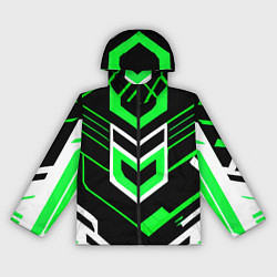 Ветровка с капюшоном женская Полосы и зелёно-белый шестиугольник, цвет: 3D-черный