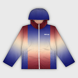 Ветровка с капюшоном женская Красный-синий градиентный узор, цвет: 3D-белый