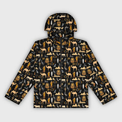 Ветровка с капюшоном женская Древний Египет - паттерн, цвет: 3D-черный