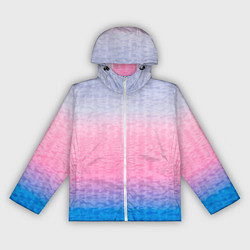 Ветровка с капюшоном женская Tie-dye color gradient: pink-blue, цвет: 3D-белый