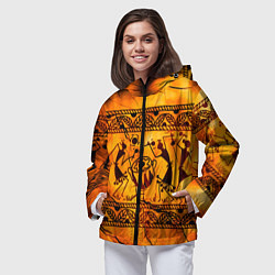 Ветровка с капюшоном женская Африканские наскальные рисунки, цвет: 3D-черный — фото 2
