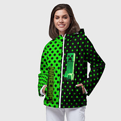 Ветровка с капюшоном женская Minecraft creeper pattern, цвет: 3D-белый — фото 2