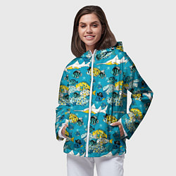 Ветровка с капюшоном женская Морские рыбы пираты, цвет: 3D-белый — фото 2