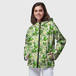 Ветровка с капюшоном женская Авокадо и брокколи, цвет: 3D-черный — фото 2