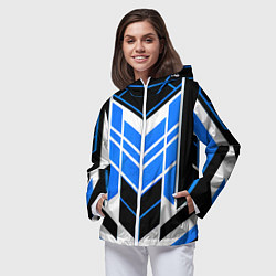 Ветровка с капюшоном женская Blue and black stripes on a white background, цвет: 3D-белый — фото 2