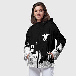 Ветровка с капюшоном женская Контра белые лого, цвет: 3D-черный — фото 2