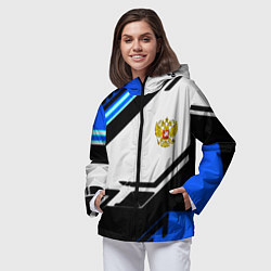 Ветровка с капюшоном женская Россия геометрия текстура, цвет: 3D-черный — фото 2