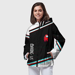 Ветровка с капюшоном женская Among us geometry steel, цвет: 3D-черный — фото 2