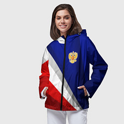Ветровка с капюшоном женская Россия - униформа федерации, цвет: 3D-черный — фото 2