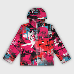 Ветровка с капюшоном женская Красное граффити, цвет: 3D-белый
