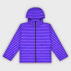 Ветровка с капюшоном женская Сине-сиреневый в тонкую полоску, цвет: 3D-черный