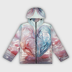 Ветровка с капюшоном женская Сердце - плазменная текстура, цвет: 3D-черный