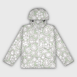 Ветровка с капюшоном женская Улыбающиеся цветы, цвет: 3D-белый