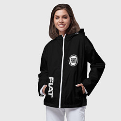 Ветровка с капюшоном женская FIAT logo white auto, цвет: 3D-белый — фото 2