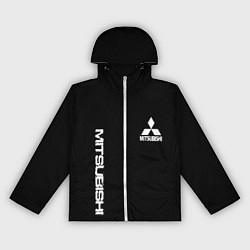 Ветровка с капюшоном женская Mitsubishi logo white auto, цвет: 3D-белый