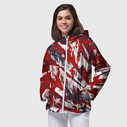 Ветровка с капюшоном женская Яркий абстрактный узор для спорта, цвет: 3D-белый — фото 2