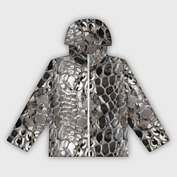 Ветровка с капюшоном женская Серебряная кожа змеи, цвет: 3D-белый