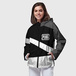 Ветровка с капюшоном женская PUBG online geometry, цвет: 3D-черный — фото 2