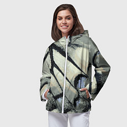Ветровка с капюшоном женская Абстракция - крыло бабочки, цвет: 3D-белый — фото 2