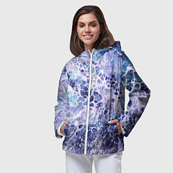 Ветровка с капюшоном женская Абстракция текстура воды и мрамора, цвет: 3D-белый — фото 2